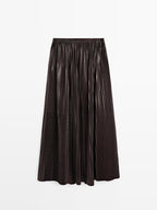 Long pleated nappa leather skirt - LIMITED