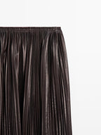 Long pleated nappa leather skirt - LIMITED