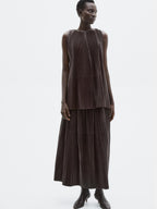 Long pleated nappa leather skirt - LIMITED