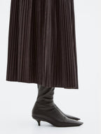 Long pleated nappa leather skirt - LIMITED