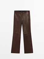 Nappa leather bell bottom trousers