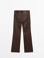 Nappa leather bell bottom trousers