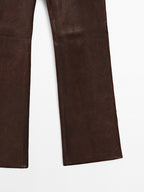 Nappa leather bell bottom trousers