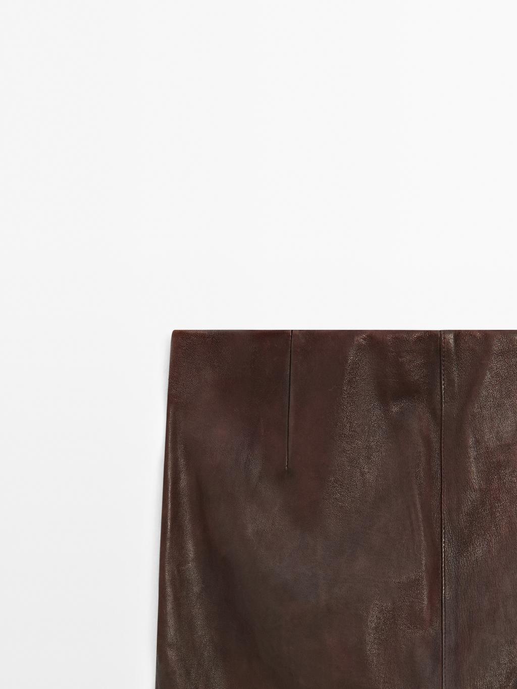 Nappa leather bell bottom trousers