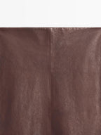 Straight nappa leather midi skirt