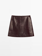 Short nappa leather skirt