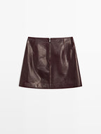 Short nappa leather skirt