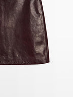Short nappa leather skirt