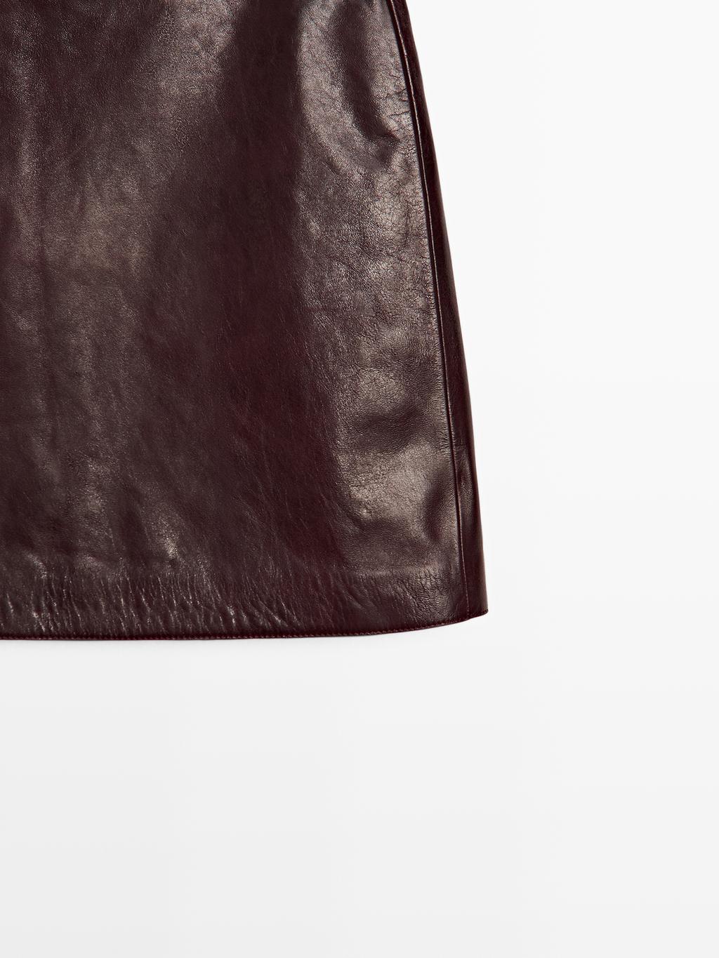 Short nappa leather skirt
