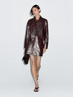 Short nappa leather skirt