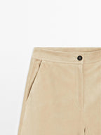 Long suede leather Bermuda shorts
