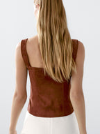 Suede leather top with zip