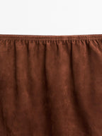 Straight fit suede leather skirt