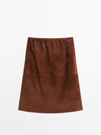 Straight fit suede leather skirt
