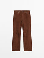 Suede leather trousers