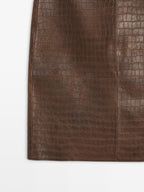 Short leather mock croc skirt
