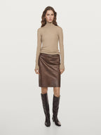 Short leather mock croc skirt