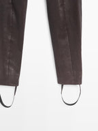 Nappa leather leggings with elasticated detail