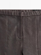 Nappa leather leggings with elasticated detail