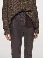 Nappa leather leggings with elasticated detail