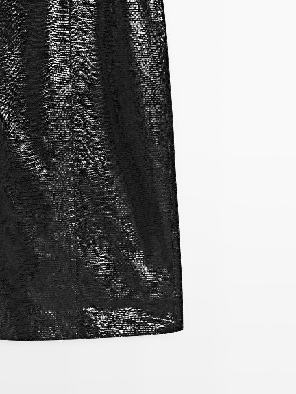 Animal print leather mini skirt