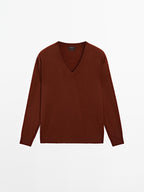 Knit 100% cashmere V-neck sweater