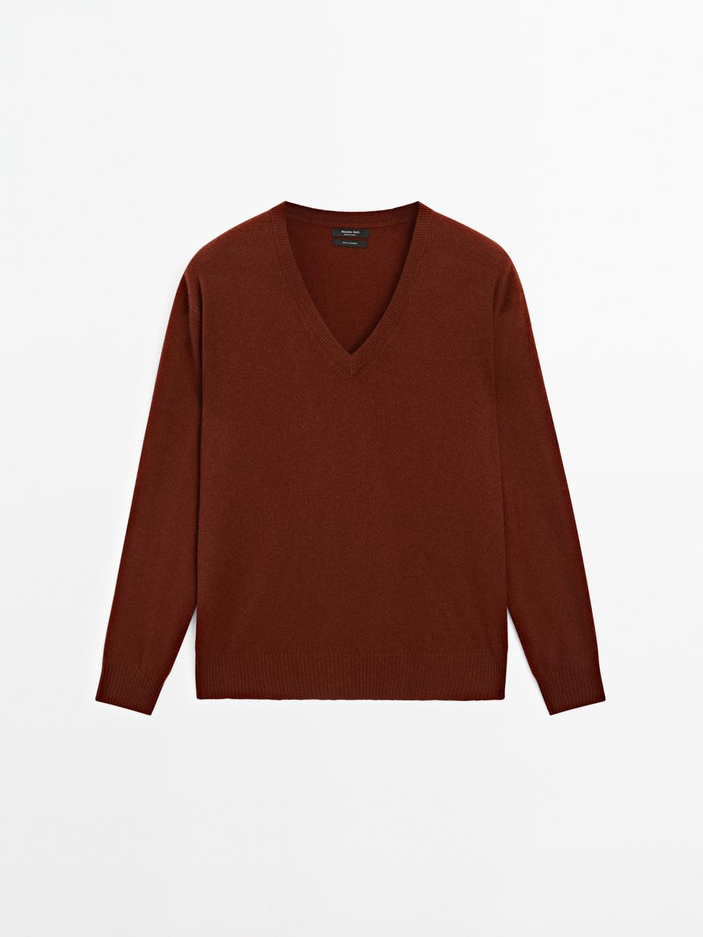 Knit 100% cashmere V-neck sweater