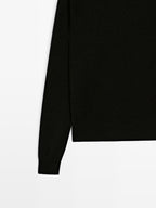 Wool blend crew neck knit sweater