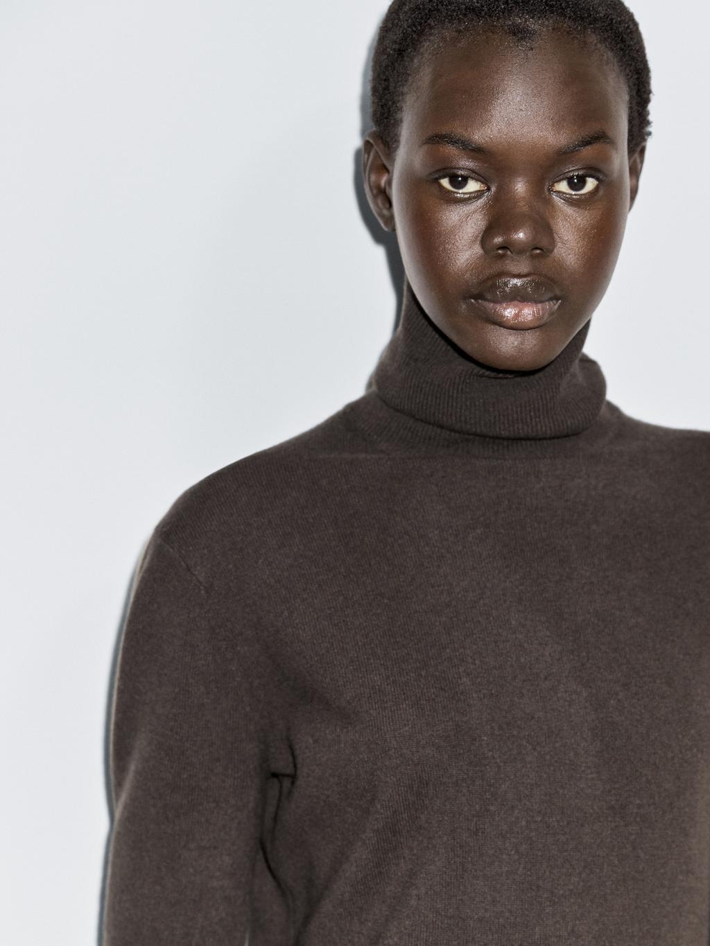 Wool blend high neck sweater