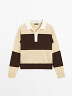 Striped wool blend polo sweater