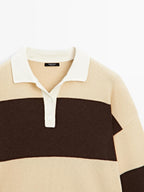 Striped wool blend polo sweater