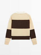 Striped wool blend polo sweater
