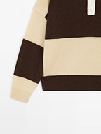 Striped wool blend polo sweater