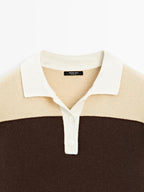 Striped wool blend polo sweater