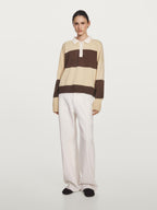 Striped wool blend polo sweater