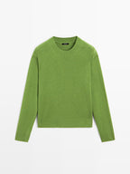 Wool blend crew neck sweater