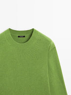Wool blend crew neck sweater