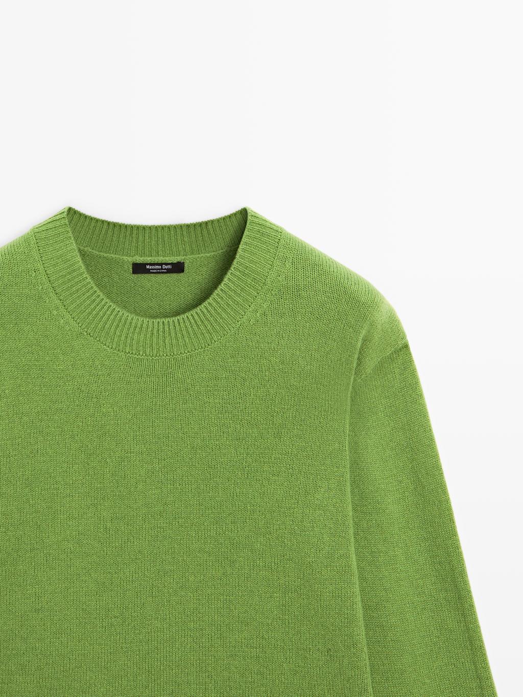 Wool blend crew neck sweater