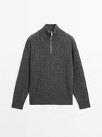 100% cashmere high neck sweater with zip
