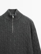 100% cashmere high neck sweater with zip