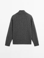 100% cashmere high neck sweater with zip