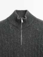 100% cashmere high neck sweater with zip