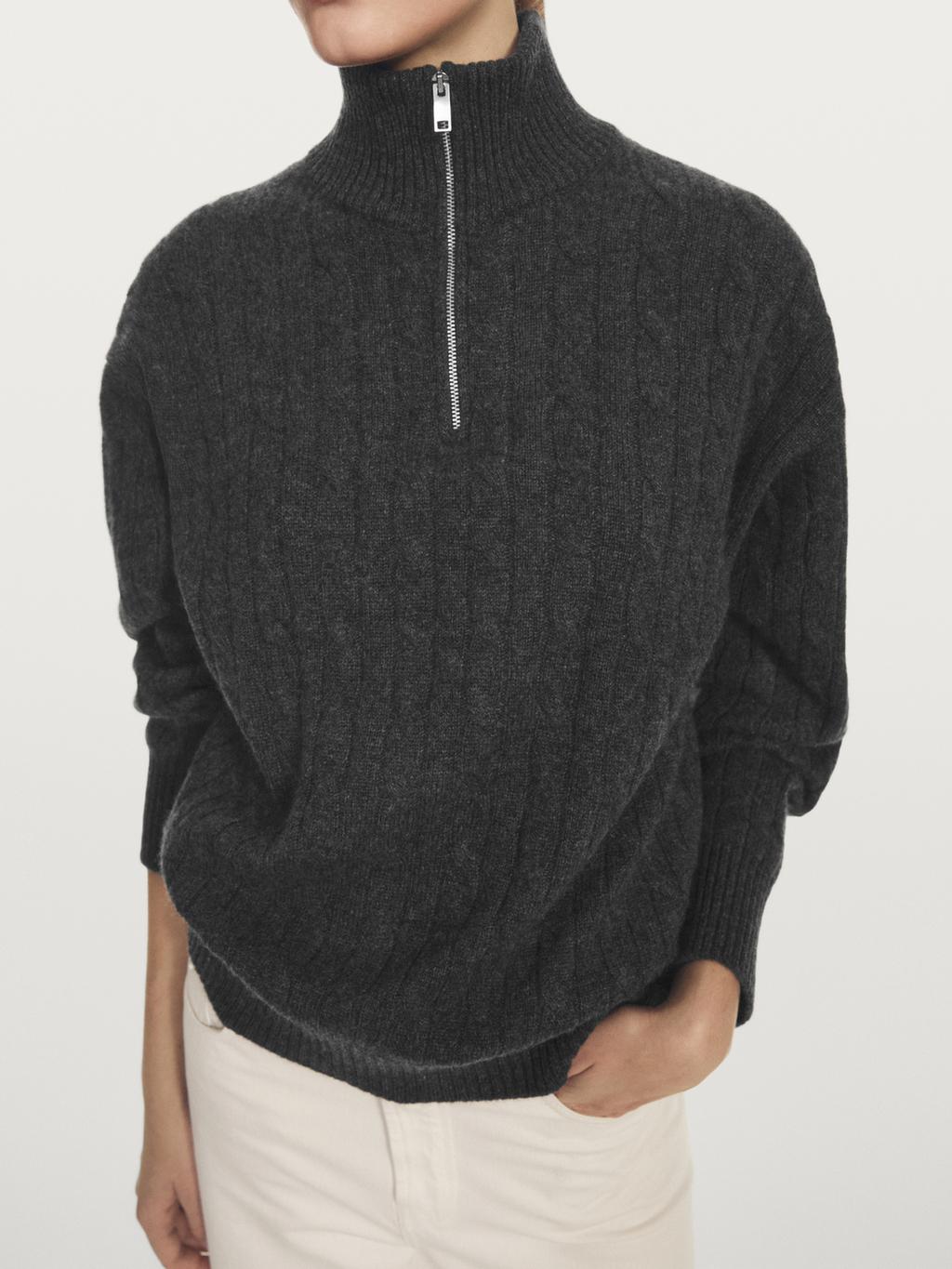100% cashmere high neck sweater with zip