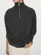 100% cashmere high neck sweater with zip