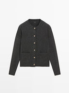 Knit cardigan with gold buttons