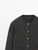 Knit cardigan with gold buttons