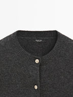 Knit cardigan with gold buttons