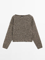 100% cashmere knit boat neck sweater