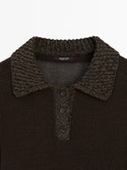 Polo sweater with contrast collar
