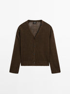 Linen knit cardigan with button details
